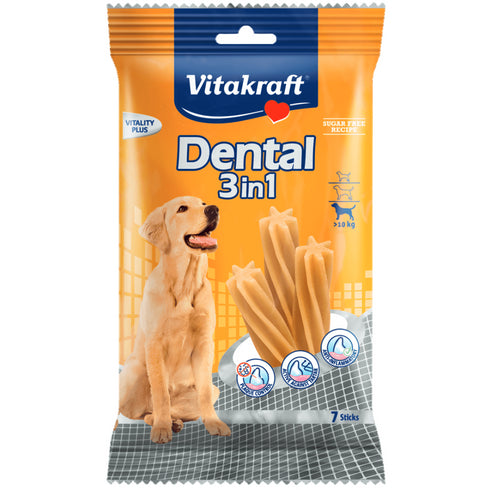 Recompensa pentru caini Vitakraft Dental Snack 3in1 Medium 180gr
